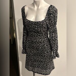 Topshop Monochrome Long Sleeve Dress